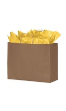 SSWBasics Large Natural Kraft Paper Shopping Bags with Handles - Case of 25 picture
