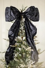 Anthropologie Large Bow Tree Topper Black Pearl Satin Romantic Ribbon New In Box picture