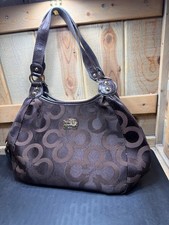 Rare Vintage Coach Madison OP Art Sateen Maggie Shoulder Bag Womens Chocolate picture