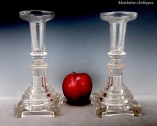 Pair Pittsburgh Glass Candlesticks ca 1835 picture
