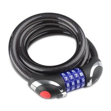 PRO IRON BIKE BICYCLE SECURITY CABLE LOCK W/ LED LIGHT COMBO COMBINATION LOCKING picture