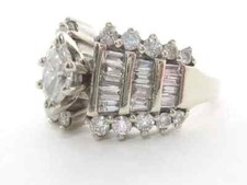 3Ct Marquise Cut Lab Created Diamond 14K White Gold FN Cluster Engagement Ring picture