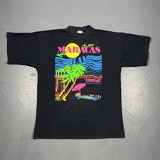 Vintage 90s Maracas Bay Trinidad Graphic Tshirt Black XL Casual Colorful Beach  picture