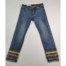 Pilcro and the Letterpress Anthropologie Embroidered Sequin Cuff Jeans sz 28x26 picture