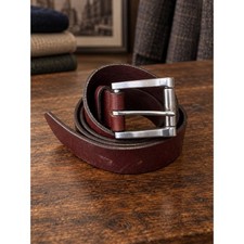 L.L. Bean Full Grain Leather Belt Mens 40 Brown Silver Buckle Classic Heritage picture