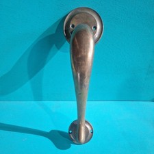 Vtg Brass Door Handle SAYBROOK Pull Dark Patina Heavy Architectural Salvage B picture