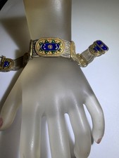 Vintage Byzantine Anatoli Sterling Silver Multi Strand Foxtail Enamel Bracelet picture