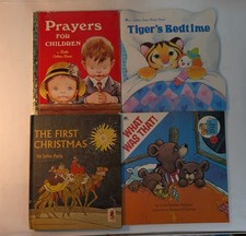 Vintage Golden Children’s Books Lot 4 Prayers Tiger Bedtime First Christmas 1969 picture