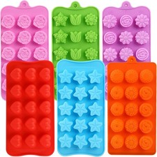 FIRETREESILVERFLOWER Flower Shape Candy Molds Set 15 Cavity Silicone 6Pcs picture