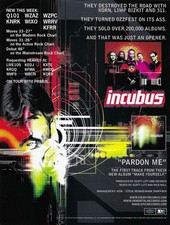 INCUBUS Vintage RARE Pardon Me PROMO TRADE AD Poster for 2000  MINT 8.5x11 USA picture