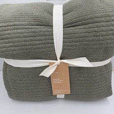 West Elm King Cotton Cloud Jersey Duvet Cover Dark Olive Soft Knit Cotton NEW picture