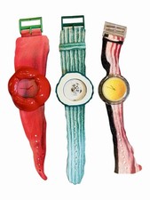 Vintage Swatch Watch Set VEGGIEPACK Verdu Alfred Hofkunst One More Time NOS picture
