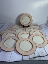 Lenox Caribbee Bread And Butter Plates (12) Pink Rim Gold Trim And Rope Verge picture