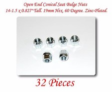32 Pcs Open End Conical Seat Bulge Nuts 0.827