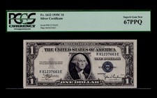1935C $1 Silver Certificate. FR: 1612. PCGS Graded: 67 PPQ. RE BLOCK. RARE GRADE picture