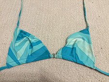 Versace Women’s XS A Cup Triangle Halter Bikini Top Blue Striped picture