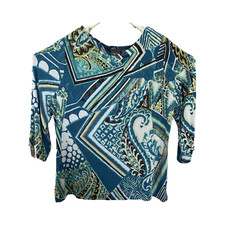 Chico’s Travelers Size 2 Top, 3/4 Bell Sleeve,Lightweight, Stretch.Sz 12. picture