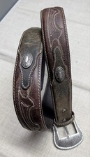 vintage CODY JAMES buckle belt 38 concho WESTERN brown leather picture