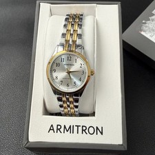 Armitron Women's 75/5304TTB Two Tone Easy to Read Bracelet Watch New Battery picture