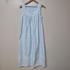Eileen West Women's Blue Floral 100% Cotton Sleeveless Nightgown Dress Sz Small picture