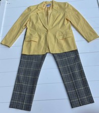 Vintage Pendleton 100% Virgin Wool Yellow Blazer Plaid Pants Set Sz 12/10 picture