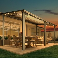 16' x 8' Wall-Mounted Hard Top Gazebo, Aluminum Metal Waterproof Patio Pergola picture
