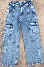 Gap Kids Sz 14 Low Stride Cargo Pocket Blue Jeans Y2K Loose Fit Measure 23Wx25L picture