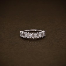 1.20 TCW Marquise & Emerald Cut Moissanite Wedding Band 14K White Gold Plated picture