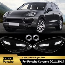 Fits 2011-2014 Porsche Cayenne Headlight Lens Cover Replacement Clear Left+Right picture