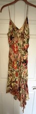 MNG Mango Women's Asymmetrical hem  Floral Dress 100% Silk Size 6 picture