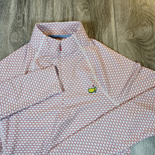 Rare Masters Augusta by Peter Millar Women’s XS Pink/White Geometric 1/4 Zip picture
