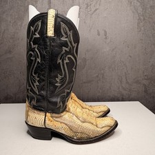 Vintage Dan Post Exotic Snakeskin Leather Western Cowboy Boots Mens Size 8.5 D picture