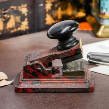 Unusual Antique Metal Cast Iron Desk Embosser Clamp Paperweight Industrial picture