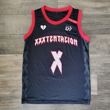 XXXTENTACION Black White Red Basketball Jersey Size M picture