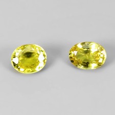 Pair 2pcs Oval Heated Natural Top Yellow Sapphire Australia 1.05ct 5x4mm Gems picture