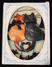 Vtg (1995) Joan Baker Designs Sun Catcher 2 Cats / Fence SO813 NEW OPEN BOX picture