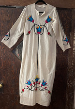 Vintage 1960s - 1970s Quilt Patchwork Midi Dress Floral  Long Sleeve Size Medium picture