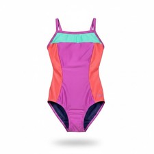Speedo Women's Color Block Propel Back One Piece Swimsuit Neon Violet Size 36 picture