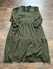Zara Dark Forest /Olive  Green Midi Dress 3/4 Sleeve Size Large picture
