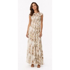 H&M Studio Floral Cutout Maxi Dress Cream Brown Sleeveless Viscose Small NWT picture