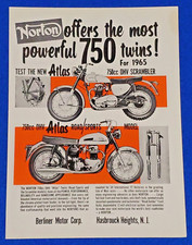 1965 NORTON CLASSIC 750cc MOTORCYCLE ATLAS TWIN ROAD/SPORT & SCRAMBLER PRINT AD picture