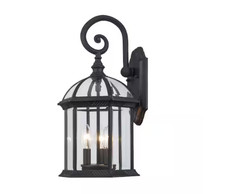 Bel Air Lighting Wentworth 3-Light Black Outdoor Wall Light Fixture picture