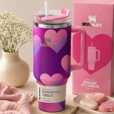 Stanley Quencher H2.0 40oz Valentine’s Day Sweet Hearts Red Purple Tumbler Love  picture