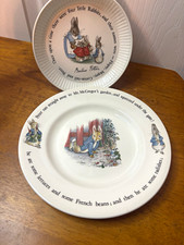 Vintage Wedgwood Peter Rabbit Kids Ceramic Dinner Plates, Glossy picture