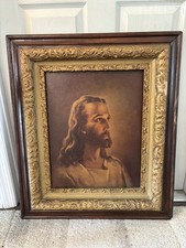 Vintage 1941 WARNER SALLMAN, HEAD OF CHRIST Framed, 29x25” Jesus Religious Art picture