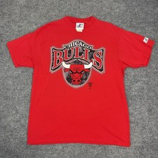Vintage Chicago Bulls Shirt Mens L Red Logo Athletic NBA Basketball 90s Jordan picture