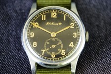 H. Moser cie military black gilt dial vintage watch 33mm picture