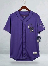 NWT MLB True Fan Colorado Rockies Purple Baseball Jersey Mens Size Large New 462 picture