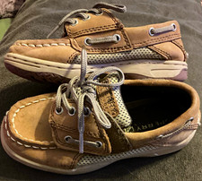 Sperry Top-Sider Billfish A/C Boys Boat Shoes Leather/Mesh Brown US 8.5 EU 25.5 picture