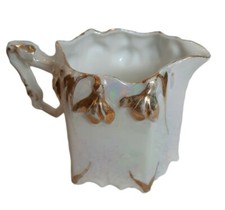 Vintage Irridescent Pearl Lusterware Creamer Art Nouveau Gold Flower Bells picture